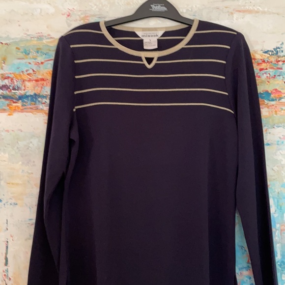 EXCLUSIVELY MISOOK Knit Tunic Style Top Navy EC Sm - Picture 9 of 11